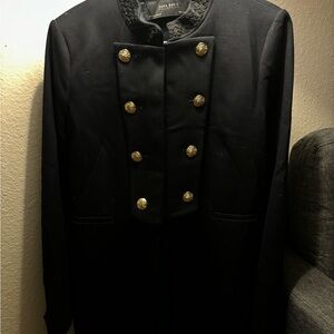 Zara Basic Black Military Coat